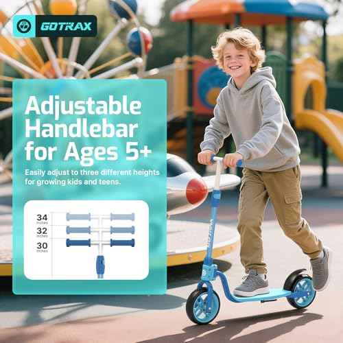 Gotrax KS8 Kick Scooter for Kids 5+, Large 8" Wheels and Height Adjustable Handlebar, Sturdy Wide Deck & Rear Brake, Detachable for Easy Storage, 2 Wheels Scooter for Kids, Teens, Gift for Boy & Girl