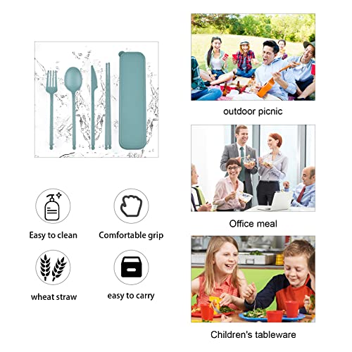 Travel Utensils with Case, Rrusable Utensils Set with Case, Plastic Cutlery Set Forks Spoon Tableware, Portable Camping Cu...