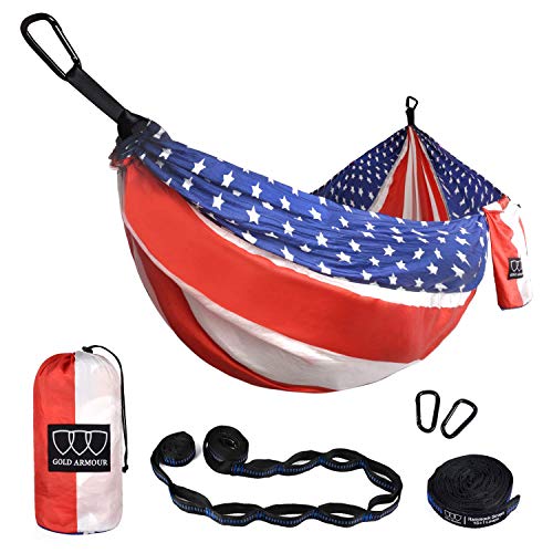 Gold Armour Camping Hammock - XL Double Hammock Portable Hammock Camping Accessories Gear for Outdoor Indoor with Tree Str...