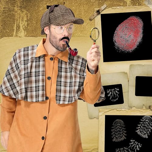 Horolam Detective Costume Accessories Set, Detective Outfit Accessories for Adults Men Women with Detective Hat for Dress Up