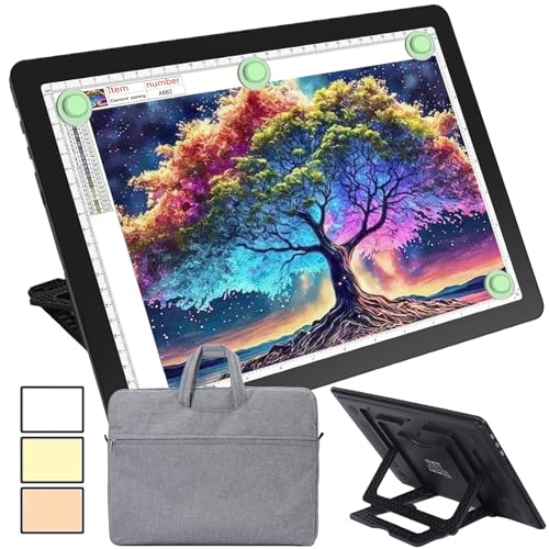 Phylosal Rechargeable A4 Light Pad with Built-in Stand & Bag, Magnetic Tracing Light Box for Drawing, Diamond Art Light Bo...