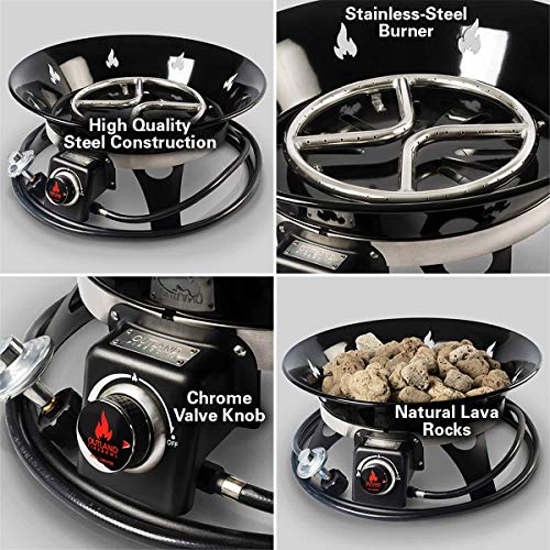 Outland Living Portable Propane Fire Pit, 21-inch, 58,000 BTU with Fire Pit Cover & Carry Kit, Smokeless Gas Firebowl | Pe...