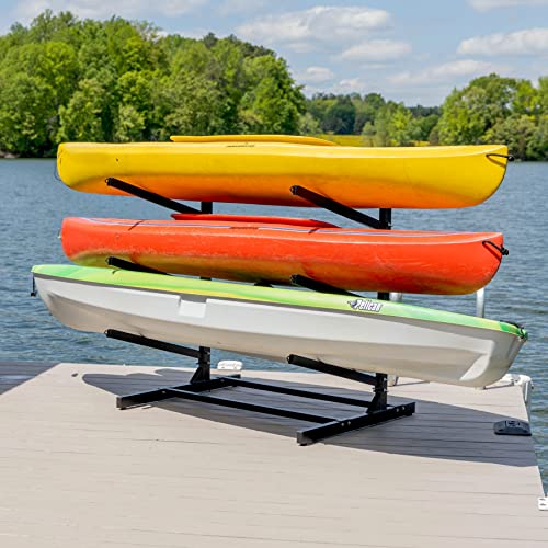 Teal Triangle Freestanding Kayak Storage Rack – 3 Kayak Rack & Canoe Rack – Indoor Outdoor Kayak – Adjustable Surfboard & ...