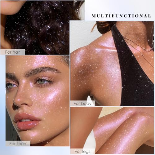 HOSAILY Body Glitter Spray, Holographic Body Glitter Powder for Face Hair Clothes Sparkle Highlighter Spray Makeup, Loose ...
