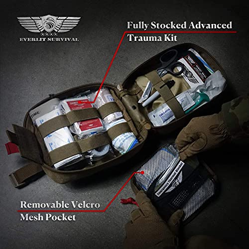 EVERLIT Advanced Trauma Kit, CAT GEN-7 Tourniquet, TCCC Compliant, Mil-Spec Nylon Laser Cut Pouch with 36" Splint, Militar...