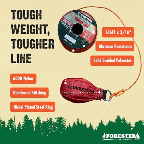 FORESTER Arborist Throw Line Kit | Throw Weight & 166ft Rope | Ultra Slick 100% Polyester Rope | Arborist Equipment for Tr...