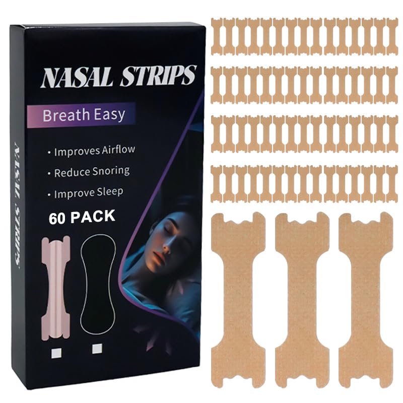 QUANROL Nasal Strips for Snoring, 60pcs Nose Strips for Breathing, Extra Strength Nasal Strips for Sleeping, Black