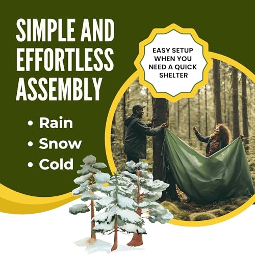 New ThermoShield™ Technology – Ultimate 2-Person Ultralight Mylar Survival Tent with Reinforced Paracord & Emergency Whist...