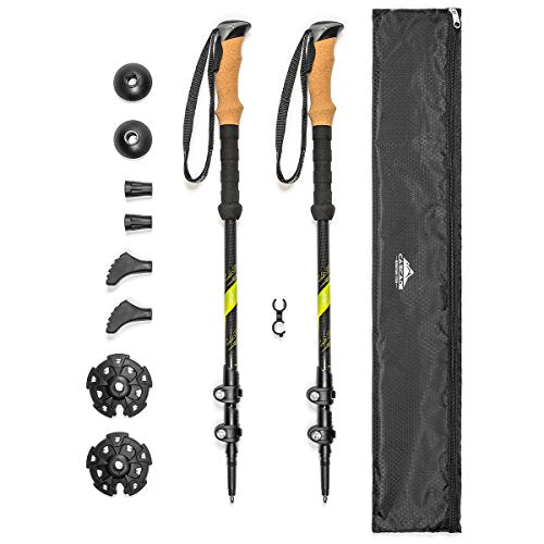 Cascade Mountain Tech Trekking Poles - Carbon Fiber Walking or Hiking Sticks & Trekking Poles - Aluminum Hiking Walking St...