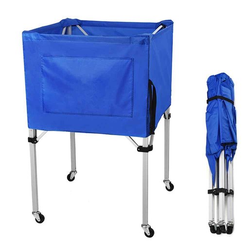 Coolcapis Volleyball Ball cart with Wheels Portable Basket Storage Cart 37in x 26in x 26in Garage Sports Equipment Organizer Volleyball Basketball Soccer Toy Blue
