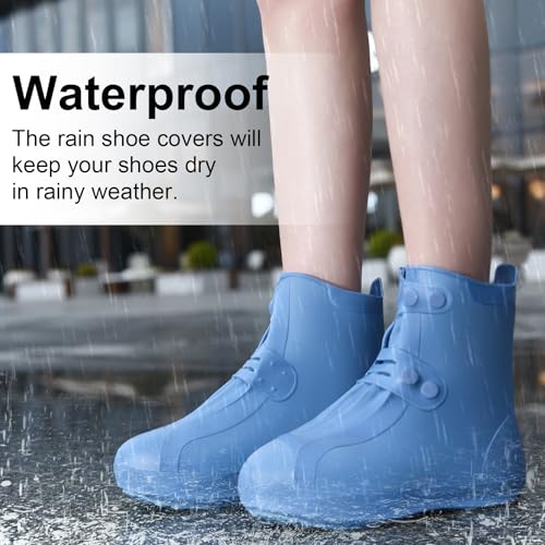 Dream Apparel Waterproof Rain Shoe Covers for Women Men, Non-Slip Reusable Foldable Boot Covers Rainproof Overshoes Over S...