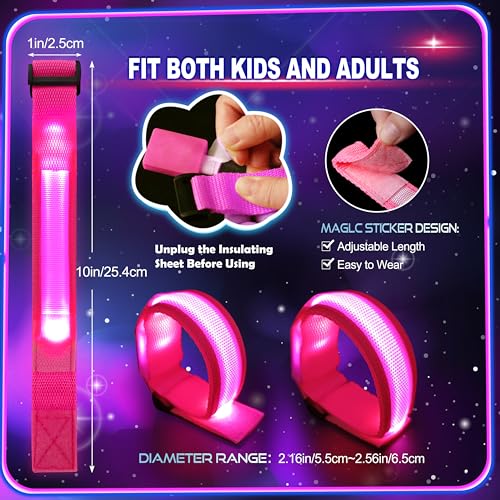 GIFTINBOX 12/6 PCS LED Light Up Bracelets for Kids Adults, LED Glow Flashing Arm Wrist Bands, Glow in The Dark Party Suppl...