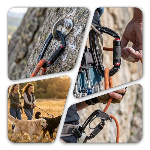 FresKaro UIAA Certified 25KN Auto Locking Climbing Carabiner Clips, Twist Lock, and Heavy Duty Carabiners for Rock Climbin...