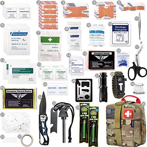 EVERLIT 250 Pieces Survival First Aid Kit IFAK EMT Molle Pouch Survival Kit Outdoor Gear Emergency Kits Trauma Bag for Cam...