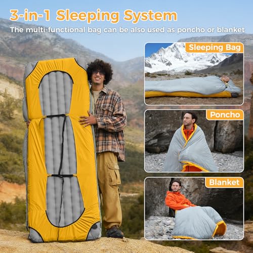 ATEPA Down Sleeping Bag for Adults, Recycled Ultralight 35°F 40°F 45°F 50°F 650FP / 700FP 3 Season Compact Sleeping Bags w...