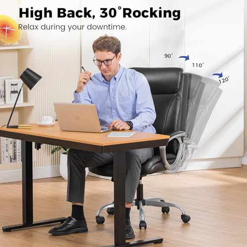 COMHOMA Ergonomic Office Chair Home Office Desk Chairs Comfy Back Support PU Leather Executive Office Chair with Wheels He...