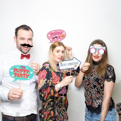 Maicaiffe Dog Photo Booth Props - 25 Pcs Puppy Party Selfie Props Favors Supplies - Baby Shower Pet Dog Birthday Party Cen...