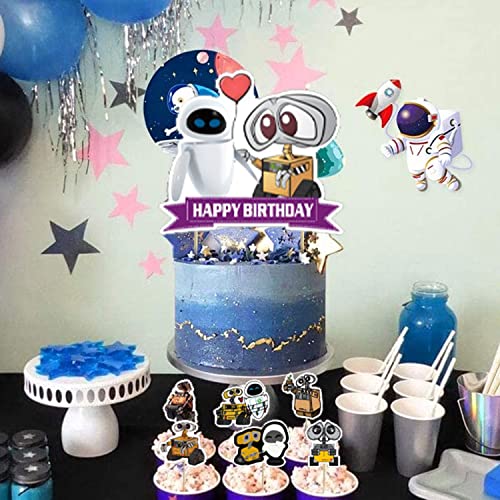 Walle Science Fiction Party Supplies with Happy Birthday Banner, Cupcake Cake Toppers, Balloons for Fans Birthday Party Ba...
