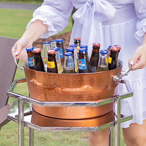 BREKX Insulated Rose Copper Double Walled Ice Bucket for Parties, Anchored Wine Bucket/Large Ice Bucket with Handles, Drin...