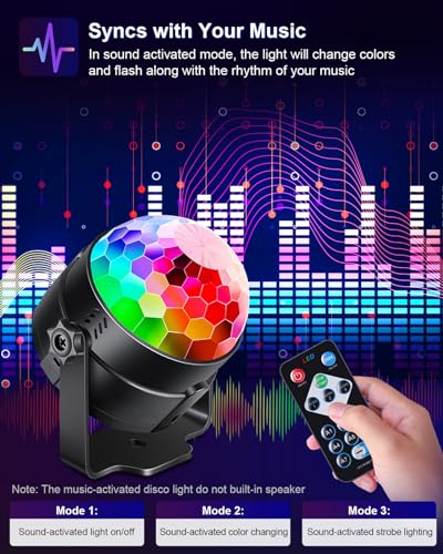 Luditek 2-Pack Sound Activated Party Lights with Remote Control, Disco Ball Light, DJ Strobe Lamp for Home Room Dance Part...
