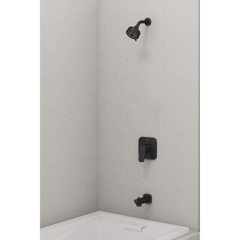 Grohe 1053802430 Cubeo Pressure Balance Valve Tub/Shower Trim Kit, Matte Black