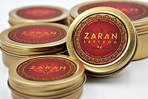 Zaran Saffron, Superior Saffron Threads (Super Negin) Premium grade Saffron Spice for Paella, Risotto, Tea's, and all Culinary Uses (4 Grams)