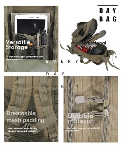 Miramrax Small Tactical Backpack Military Daypack - 30L Backpack for Men Molle Assault Pack Bug Out Bag for Hiking Camping...