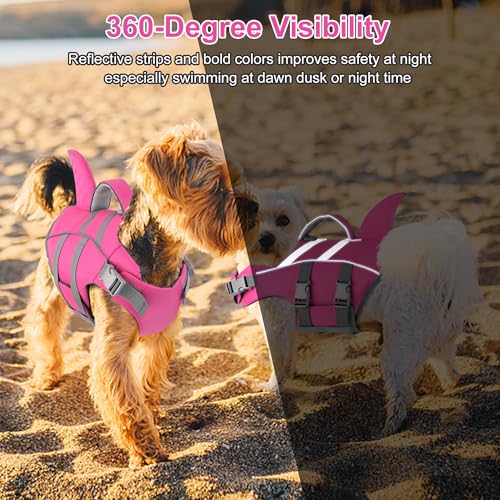Dogcheer Shark Fin Dog Life Jacket, Adjustable Dog Harness Life Vest for Swimming Boating, Reflective Puppy Swim Vest Pet ...