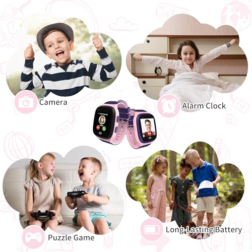Tixpc 4G Kids Smart Watch Girls with GPS Tracker Location Video Call Cell Phone SOS Calling Voice Chat Camera Alarm Clock ...