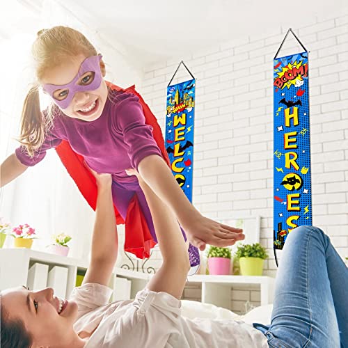 Chinco Store Hero Decorations Backdrop Porch Sign Banners Welcome Hanging Decoration for Super Fun Hero Party Wall Adornme...