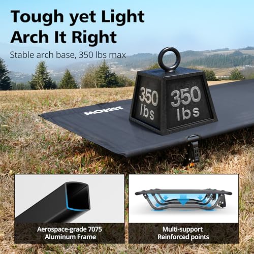 Mojest Ultralight Camping Cot for Adults - Portable Folding Camping Bed, Supports 350 lbs - Lightweight for Travel, Campin...