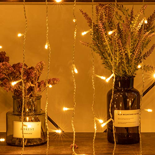 AWQ 300 LED 6.6ft x 9.8ft Curtain String Light Window Fairy Lights 4 Music 11 Lighting Modes with Remote Control for Chris...