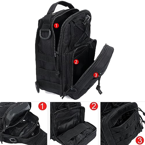KOOYU Tactical Sling Backpack Bag for Men Chest Bag Molle Military Shoulder Bag Crossbody Bag