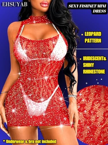 EHSUYAB Rave Outfits, Glitter Rhinestone, Fishnet Dress, Exotic Dancewear