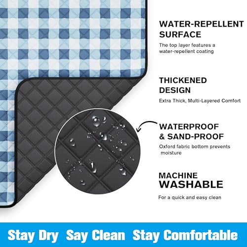 TigeJoy Extra Large Picnic Blanket Waterproof Foldable 80''x80'', Outdoor Picnic Mat Beach Blanket Sandproof for Park, Gra...