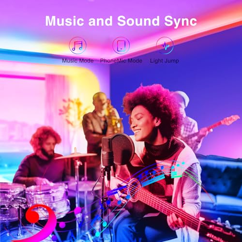 TJOY LED Lights for Bedroom 100ft, RGB Color Changing Led Strip Lighting with Remote and Smart APP Control, Music Sync Rop...