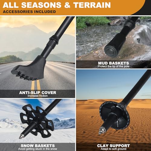 Trekking Poles,Lightweight,Foldable Hiking Poles for Backpacking Gear,Walking Sticks for Hiking,Carbon Fiber Trekking Pole...