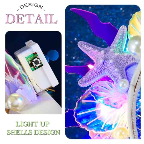 DRESBE Light Up Starfish Halo Headband LED Mermaid Shell Ocean Cosplay Headbands Sea Glow Party Hair Accessories for Women...