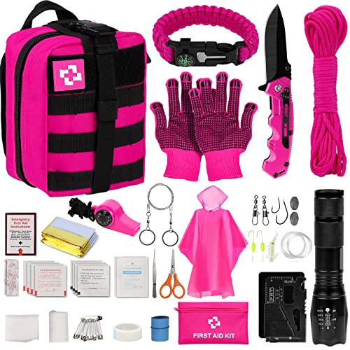 Emergency Survival Kit and First Aid Kit, Self Defense Kit Safety Kit, Survival Gear and Equipment with Tactical Molle Pou...