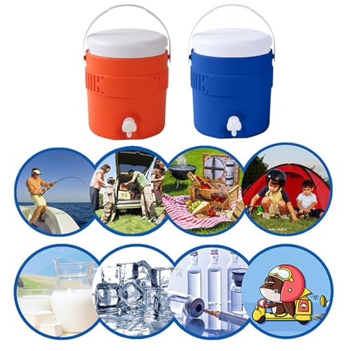 3.8L Gallon Fast Flow Water Beverage Dispenser, Portable Sports Cooler Water Jug with Handle, Drink Bottle, Leak-Proof Out...