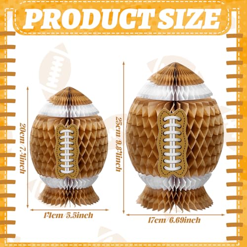 Fourluoo 6 Pcs Football Party Decorations Large Football Honeycomb Centerpieces 3D Ball Table Decor Sports Ball Paper Hone...