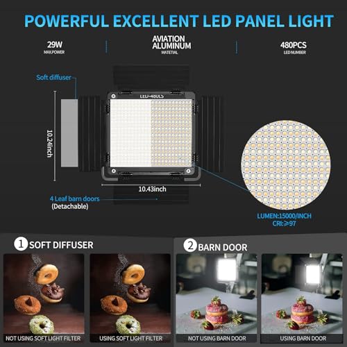 GVM 2 Pack LED Video Lighting Kits with APP Control, Bi-Color Variable 2300K~6800K with Digital Display Brightness of 10~1...