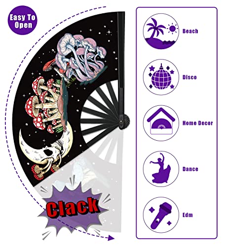 Fans for Line Dancing- Rave Fan - Larger Folding Clack Handheld Fan for Men/Women EDM, Halloween Costumes Shirts Pajamas S...