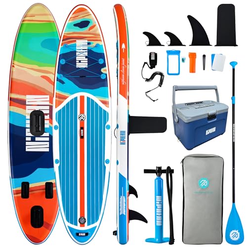 Niphean Inflatable Stand Up Paddle Board with Stabiltrac Fin Design and SUP Accessories and 4-Layer Insulated Paddle Board...