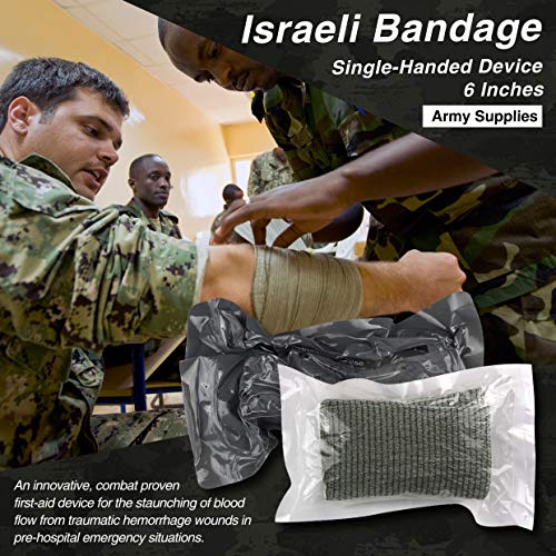 Survival First Aid Kit with Israeli Bandage, Splint, Chest Seal, Tactical Military Combat Molle IFAK for Wound Care, Bleed...