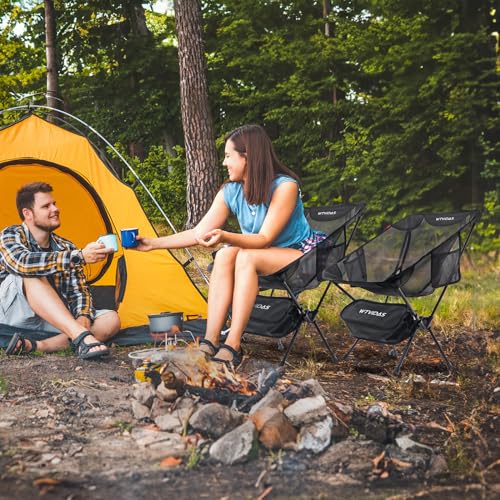 WTVIDAS Camping Beach Chairs 2 Pack,Compact Backpacking Chairs,Full Breathable Mesh,Ultralight Aluminum Camp Chairs for Ba...