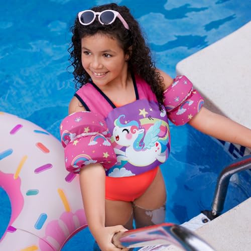 Toddler Swim Vest Swim Jacket Toddler Life Jacket 30-50 Lbs, US Coast Guard Approved Life Vest Kids Arm Floaties for Toddl...