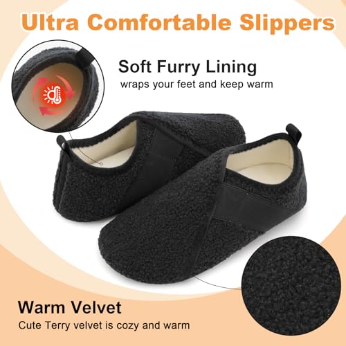 Besroad House Slippers for Women Men Comfy Barefoot Slippers Sock Furry Slip On House Shoes with Soft Rubber Sole for Bedr...