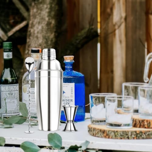 Ohtomber 24OZ Cocktail Shaker Set - Cocktail Bar Martini Drink Shaker Set with Strainer, Stainless Steel Bartender Kit Dri...