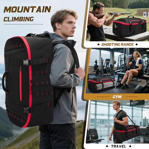 Smasrob 65L Tactical Duffle Bag Gym Bag with Backpack Straps, Wet Pocket and Detachable Dividers, Duffle Backpack for Trav...